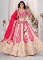 Jacquard Pink Bridal Wear Embroidery Work Ready To Wear Lehenga Choli